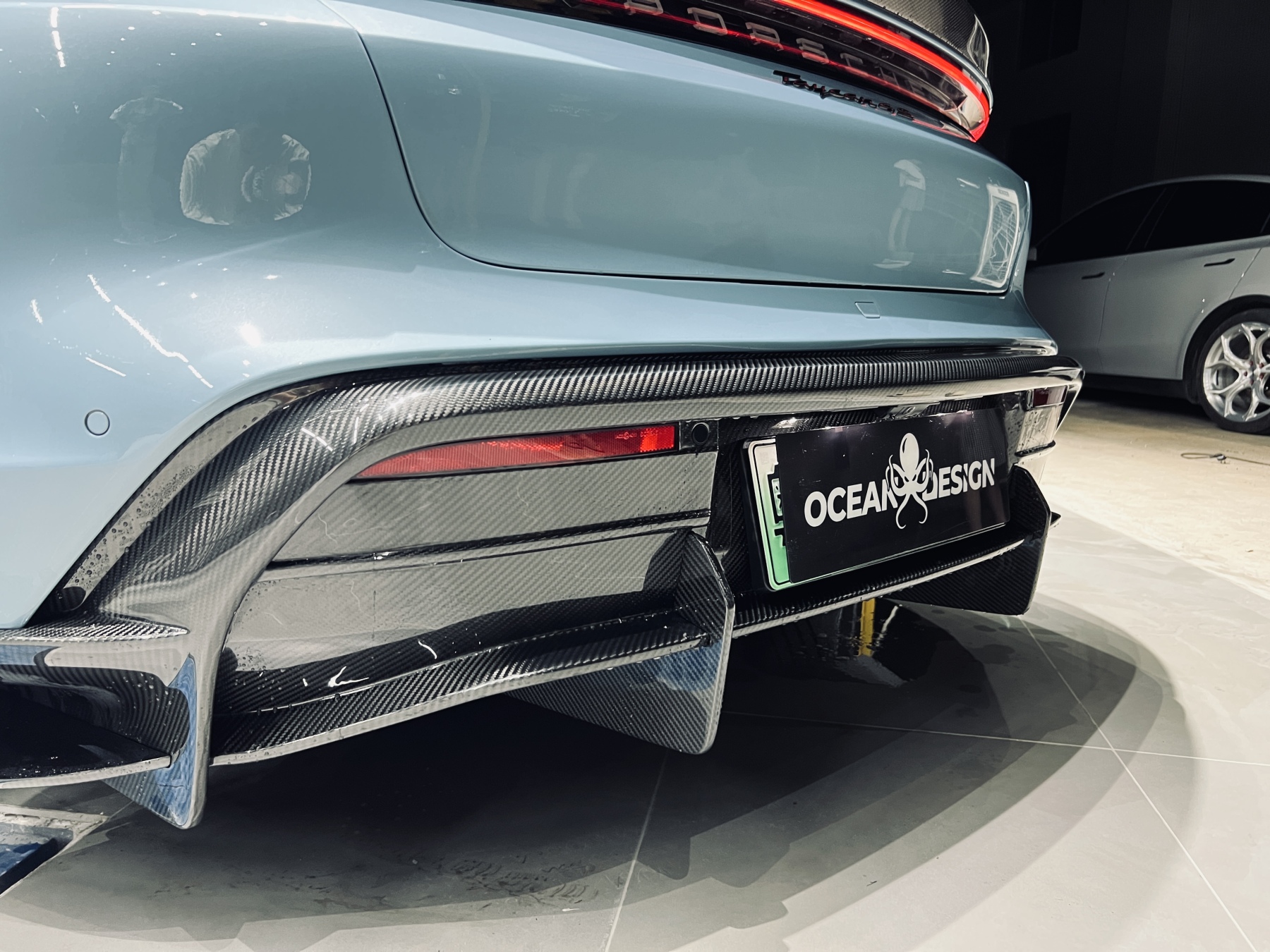 2019-2024 Porsche Taycan Rear Diffuser 4/4S/GTS/TURBO Ocean Design Style Dry Carbon Bodykit