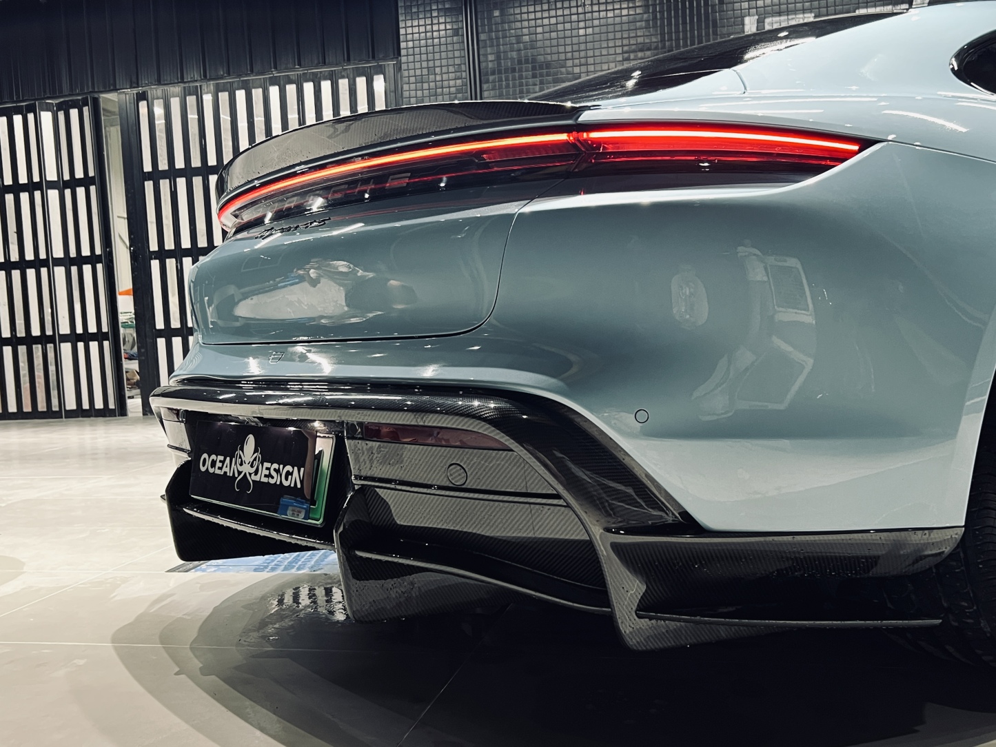 2019-2024 Porsche Taycan Rear Diffuser 4/4S/GTS/TURBO Ocean Design Style Dry Carbon Bodykit
