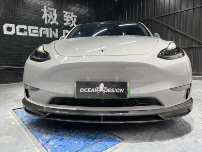 Tesla Model Y 2021-2024 Dry Carbon Fiber Splitter Front Lip Ocean Design Original Series Bodykit