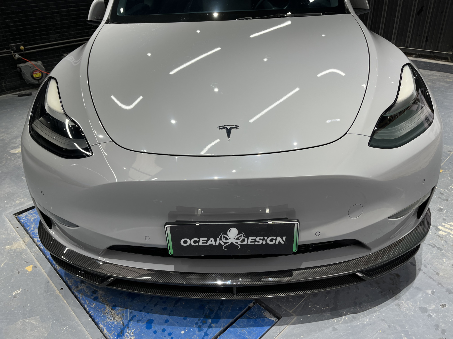Tesla Model Y 2021-2024 Dry Carbon Fiber Splitter Front Lip Ocean Design Original Series Bodykit