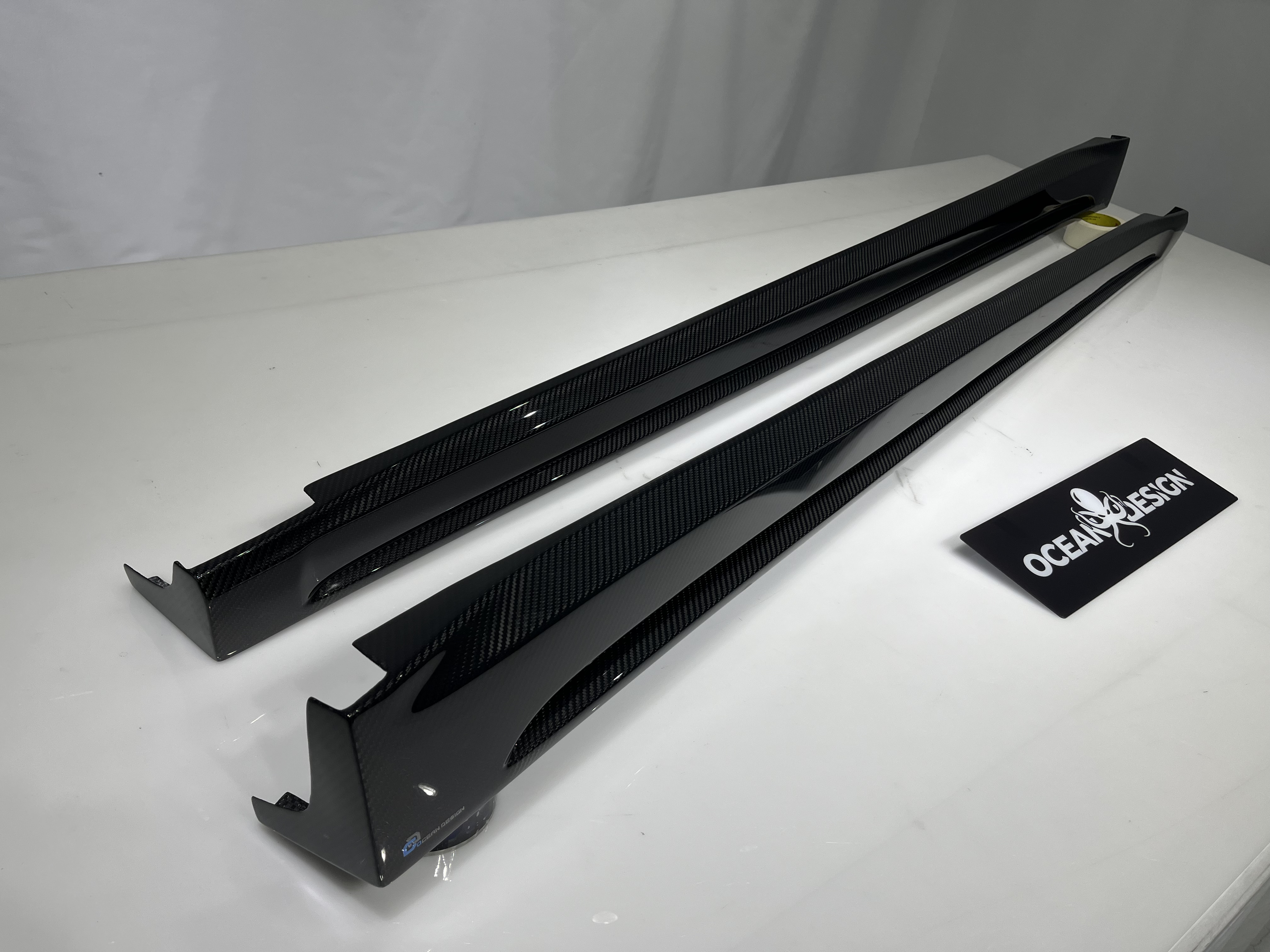 Tesla Model Y 2021-2024 Dry Carbon Fiber Side Skirts Ocean Design Original Series Bodykit