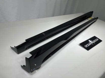 Tesla Model Y 2021-2024 Dry Carbon Fiber Side Skirts Ocean Design Original Series Bodykit