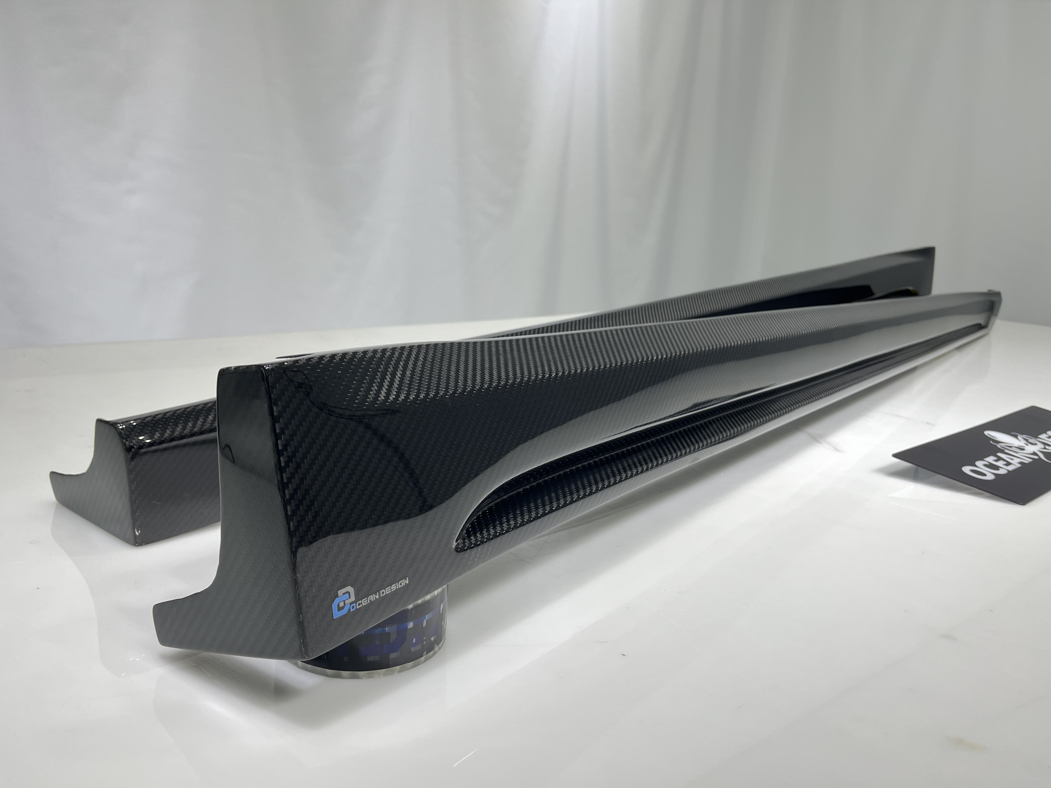 Tesla Model Y 2021-2024 Dry Carbon Fiber Side Skirts Ocean Design Original Series Bodykit