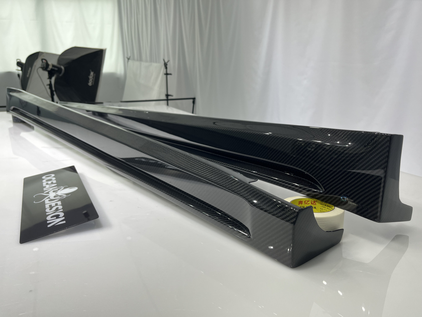 Tesla Model Y 2021-2024 Dry Carbon Fiber Side Skirts Ocean Design Original Series Bodykit