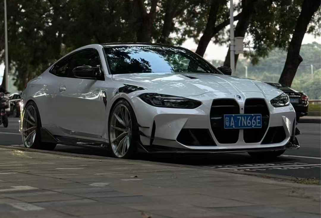 BMW G80 M3/G82 M4 AC Style Dry Carbon Lip and Canards - styling view