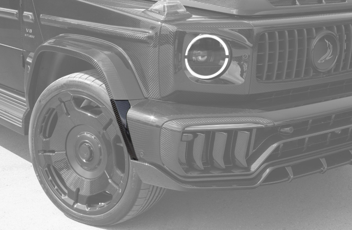 Mercedes-Benz W465 G63 Topcar Style Dry Carbon Parts - styling reference for Front Bumper Wheel Arch Trim