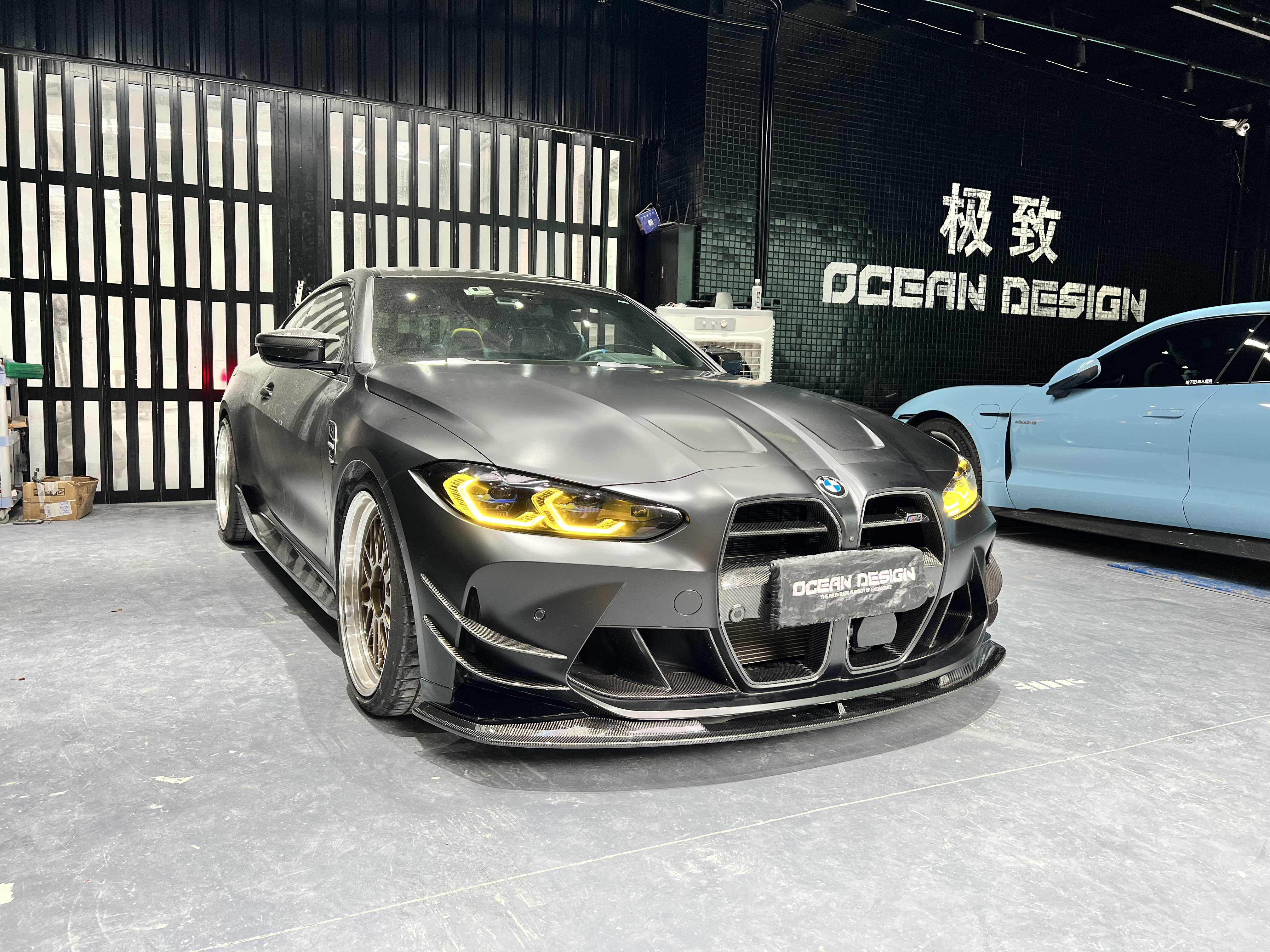 BMW G80 M3/G82 M4 AC Style Dry Carbon Lip and Canards - styling view