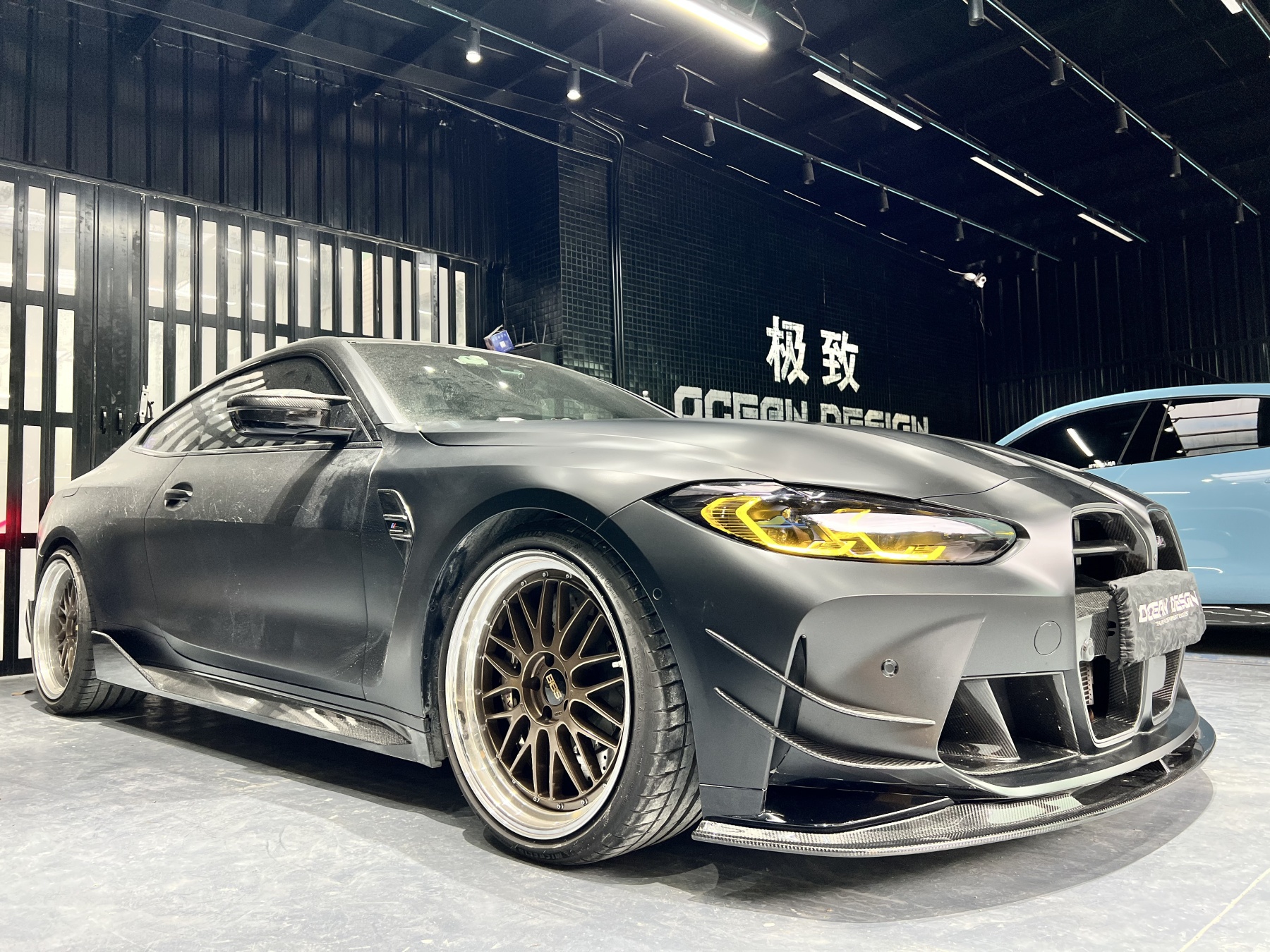 BMW G80 M3/G82 M4 AC Style Dry Carbon Lip and Canards - styling view