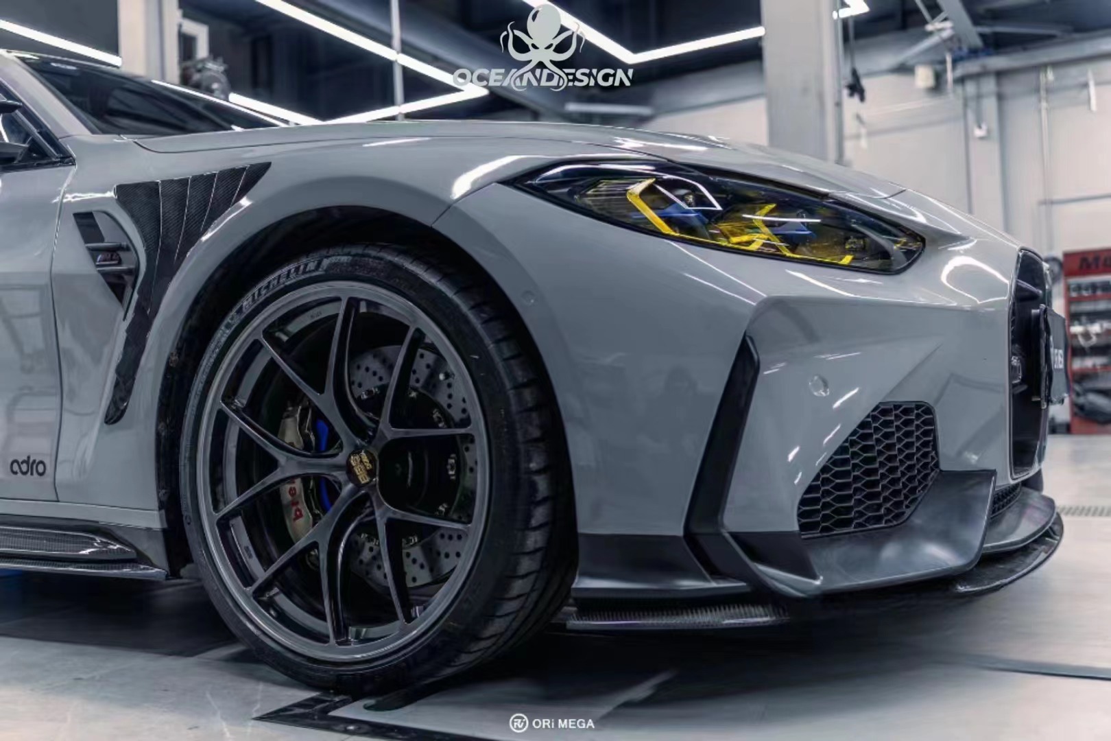 BMW G80 M3/G82 M4 Ocean Design Dry Carbon Shark-Fin Fenders - styling view