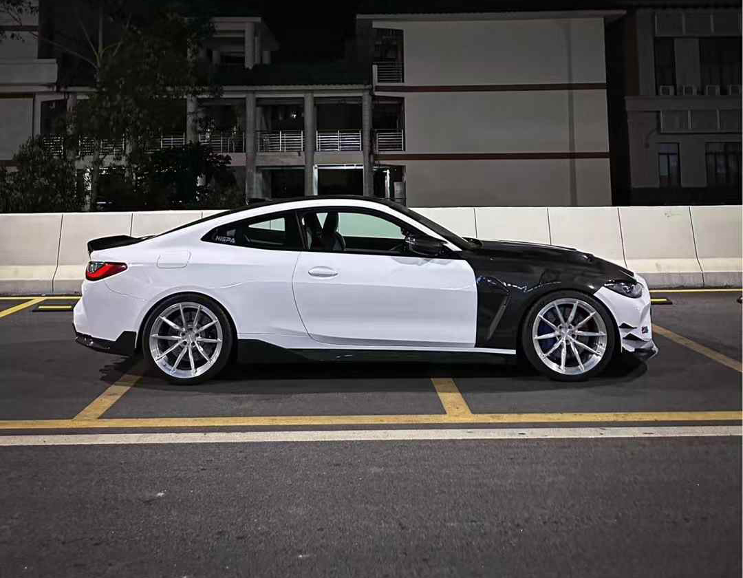 BMW G80 M3/G82 M4 AC Style Dry Carbon Lip and Canards - styling view