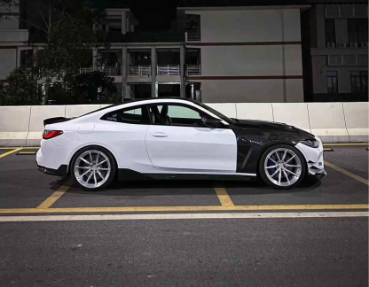BMW G80 M3/G82 M4 AC Style Dry Carbon Lip and Canards - styling view