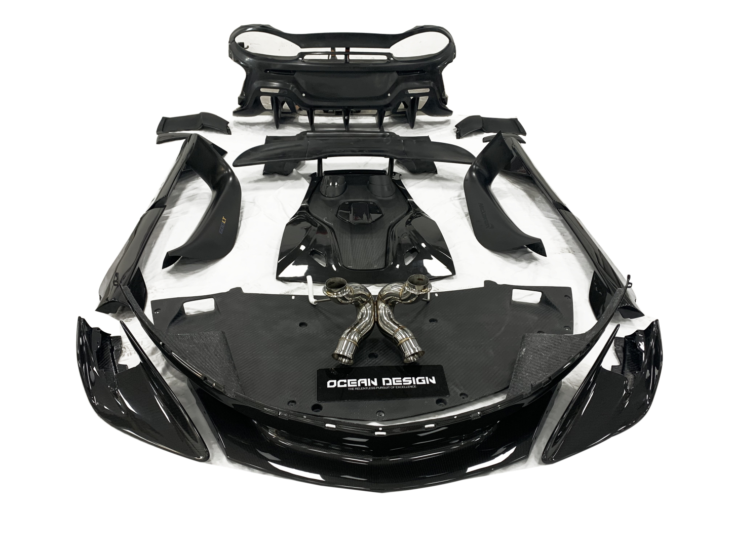 McLaren 540C / 570S to 600LT Style Carbon Fiber Conversion Kit - styling reference for Complete Kit (Door Sill Parts Not Included)