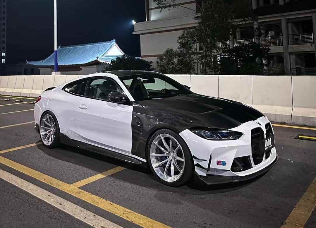 BMW G80 M3/G82 M4 AC Style Dry Carbon Lip and Canards - styling view