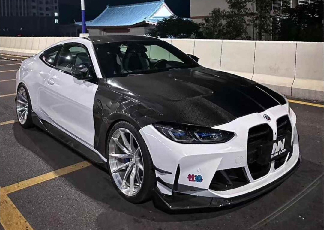 BMW G80 M3/G82 M4 AC Style Dry Carbon Lip and Canards - styling view