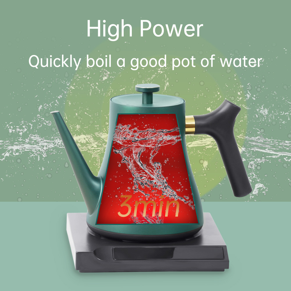 COTELL AQ-580 green gooseneck smart kettle with digital temperature control base