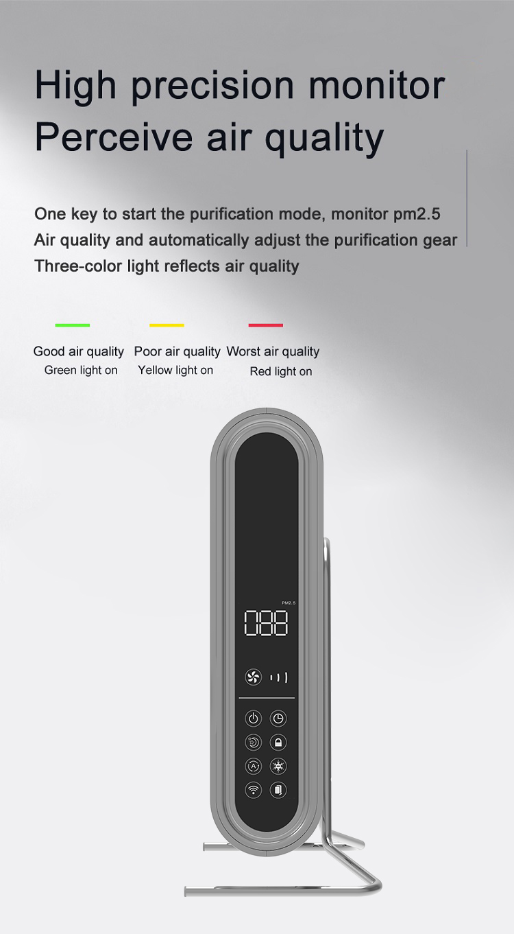 CTAT-320 slim wall-mounted air purifier with PM2.5 display and smart control
