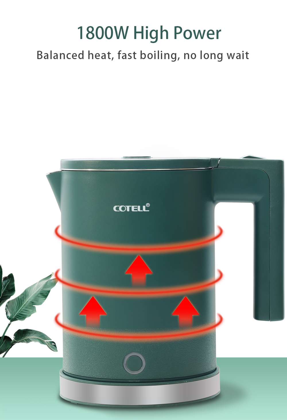 COTELL AQ-592 1.2L hotel electric kettle with STRIX thermostat and stainless steel inner