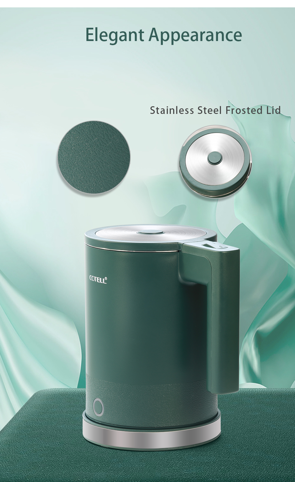 COTELL AQ-592 1.2L hotel electric kettle with STRIX thermostat and stainless steel inner