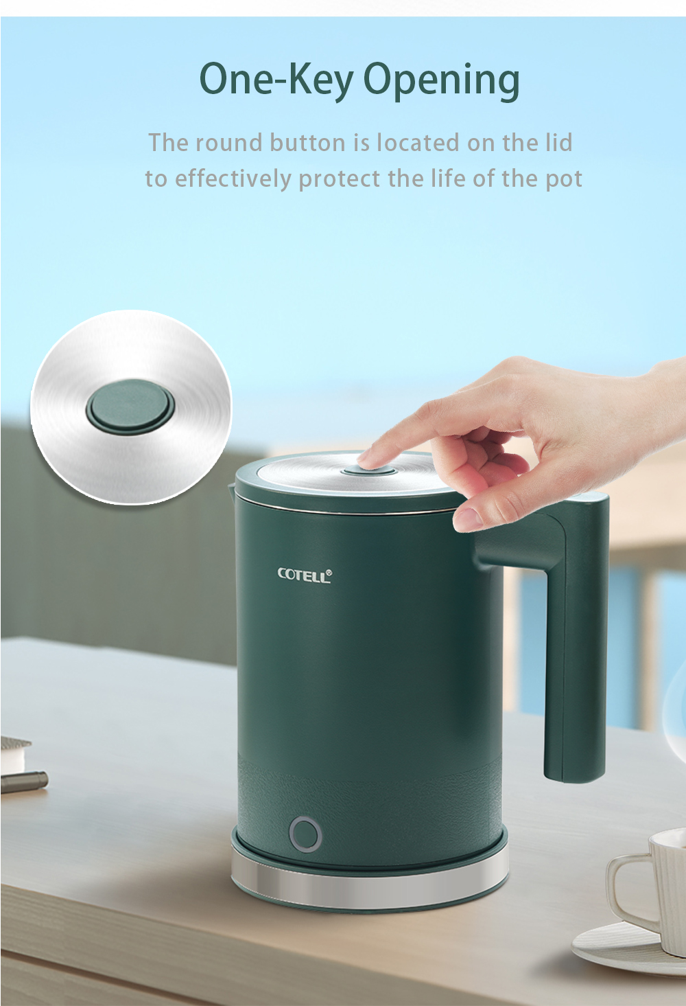 COTELL AQ-592 1.2L hotel electric kettle with STRIX thermostat and stainless steel inner