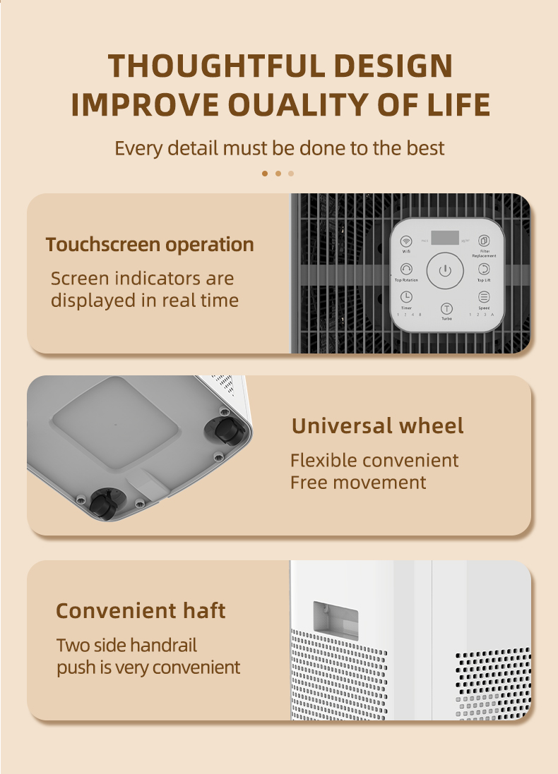 CTAT-600 upright air purifier with multi-layer filters, UV, and smart control