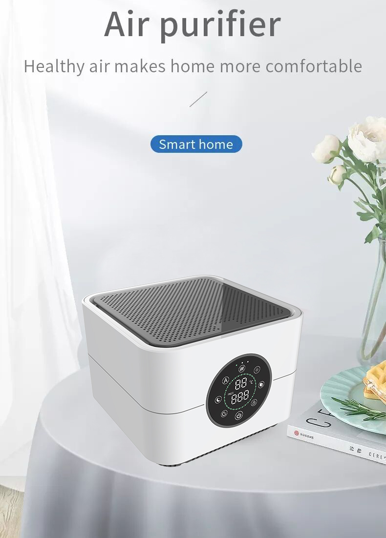 CTAT-070 compact desktop air purifier with child lock, PM2.5 display, and smart features