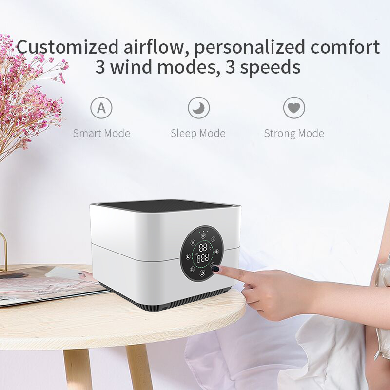 CTAT-070 compact desktop air purifier with child lock, PM2.5 display, and smart features