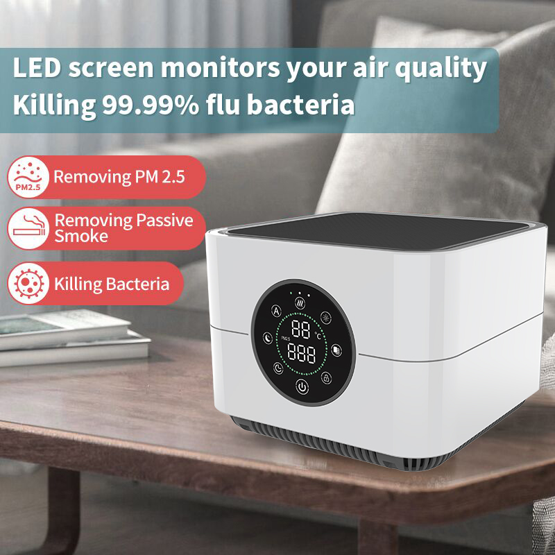 CTAT-070 compact desktop air purifier with child lock, PM2.5 display, and smart features