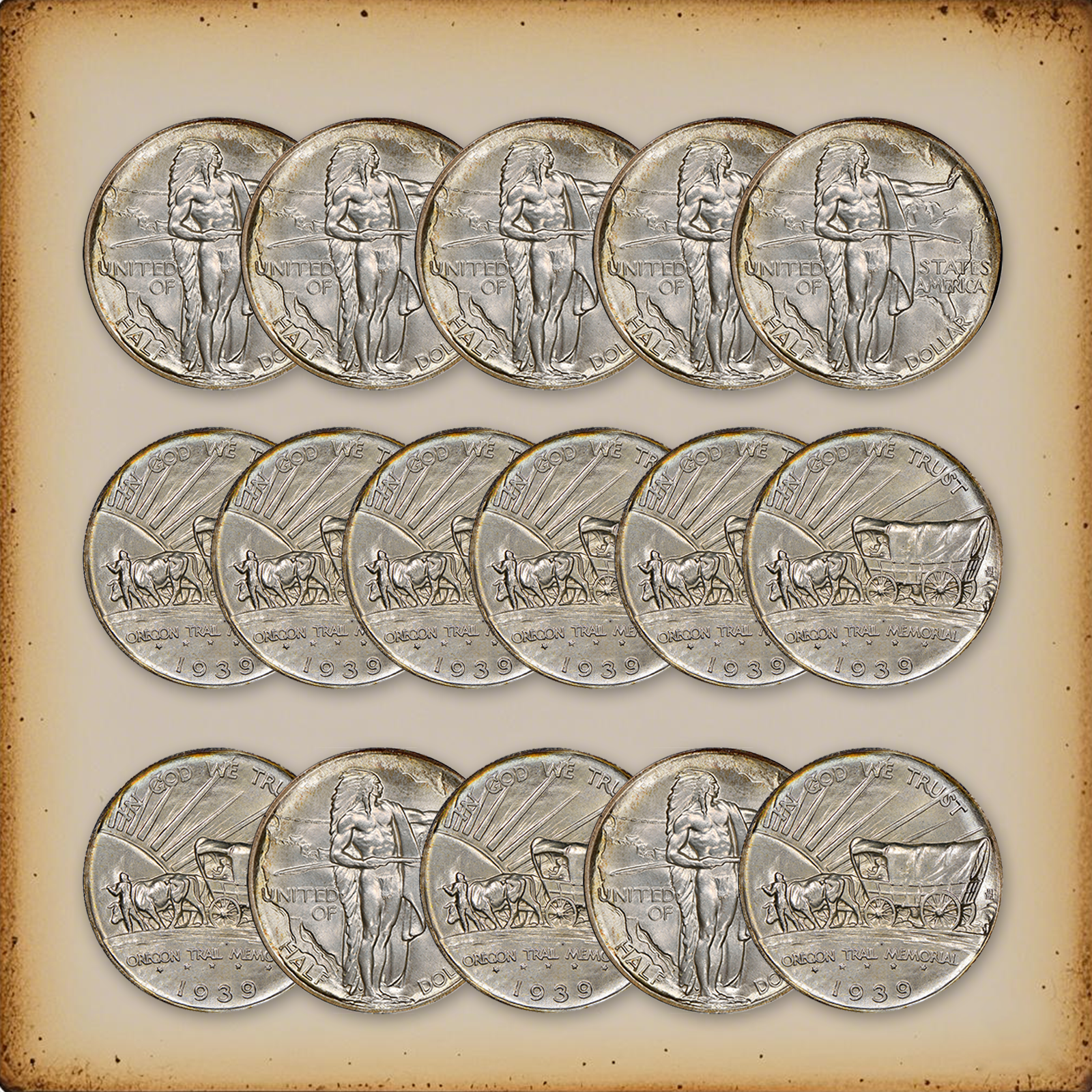 [Complete Set]1926-1939 Oregon Trail Commemorative Half-Dollar