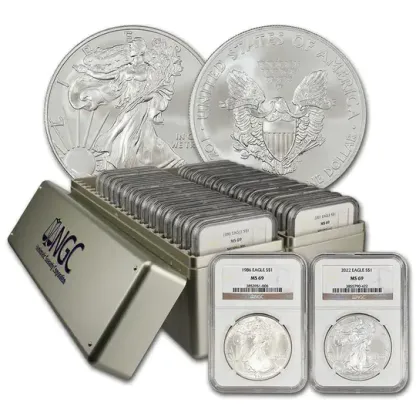 1986-2024 American Silver Eagle 40-pc Set NGC MS69 (2 New NGC Boxes)