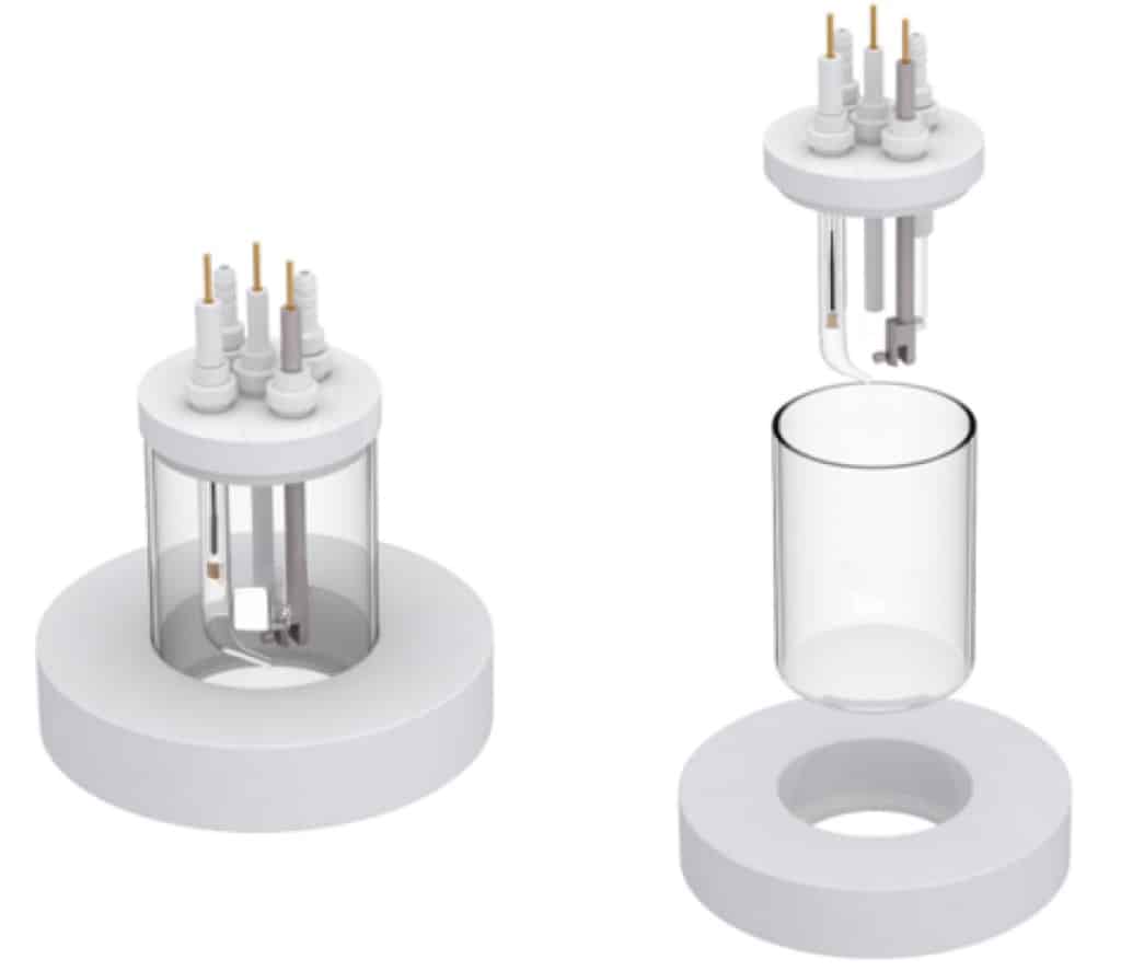 Cylindrical quartz electrochemical cell (relatively sealed), C015-1