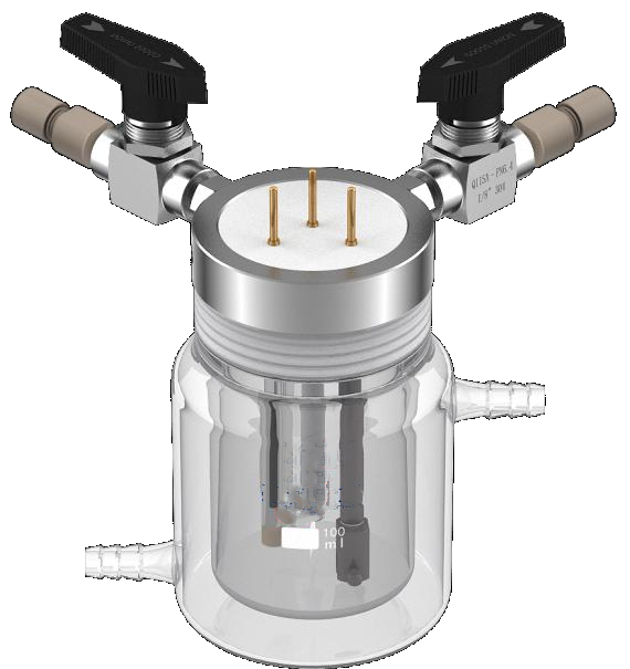 Straight and Jacketed five-port Electrochemical Cell (Absolute Sealed), Model: C002-2