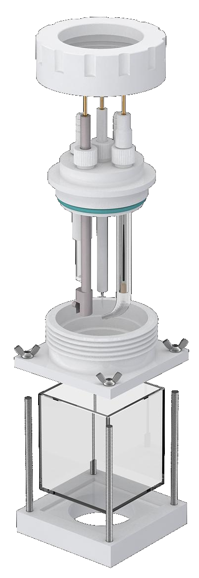 Square quartz electrochemical cell (sealed), C012-2