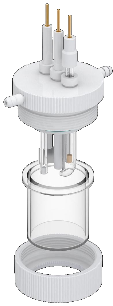 Cylindrical quartz electrochemical cell (relatively sealed), C015-1