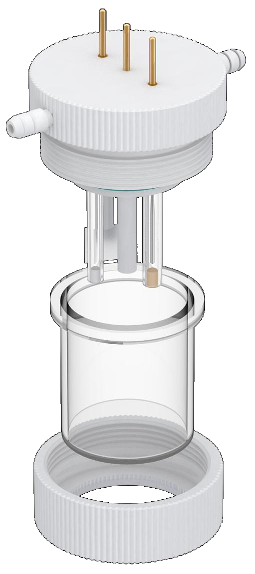 Cylindrical quartz electrochemical cell (absolutely sealed), C015-2