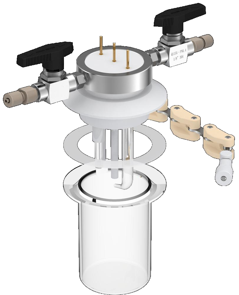 Cylindrical quartz electrochemical cell (absolutely sealed), C017-2