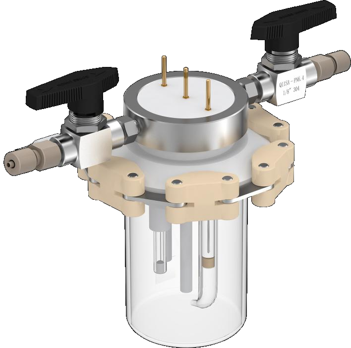 Cylindrical quartz electrochemical cell (absolutely sealed), C017-2