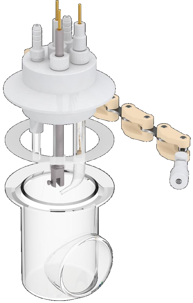 Cylindrical quartz electrochemical cell (absolutely sealed, side optical window), C018-2