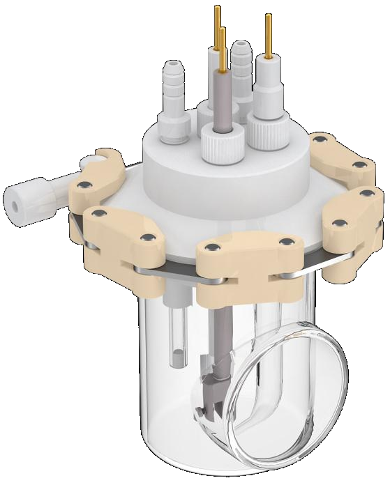 Cylindrical quartz electrochemical cell (absolutely sealed, side optical window), C018-2