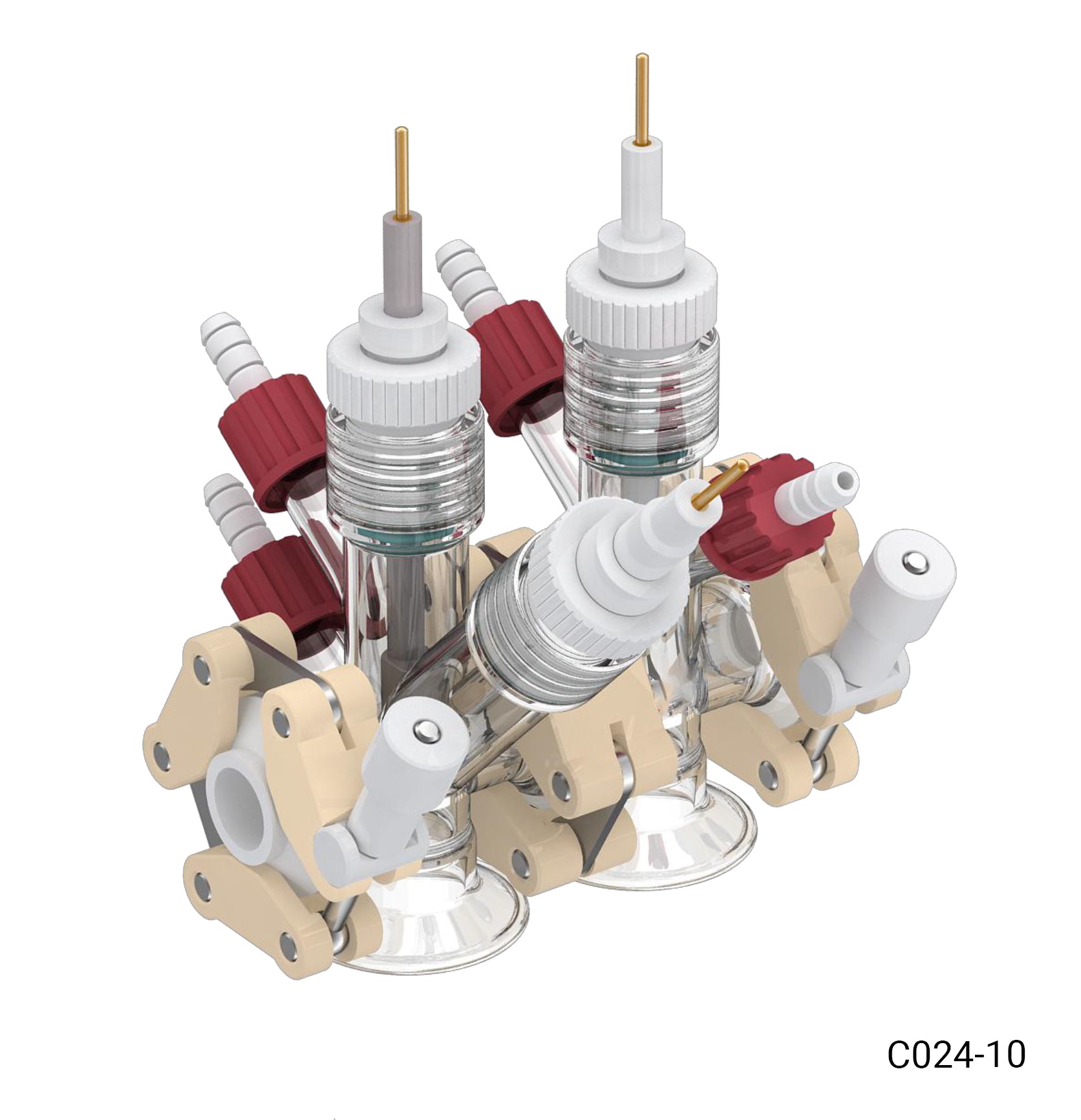 Small-volume replaceable membrane photoelectrochemical cell (Double optical window, relatively sealed), C024-10