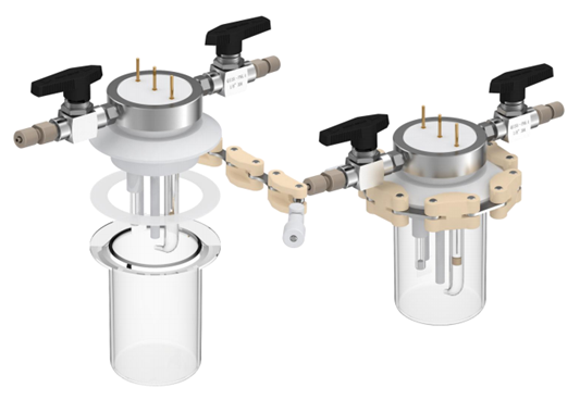 Cylindrical quartz electrochemical cell (absolutely sealed), C017-2