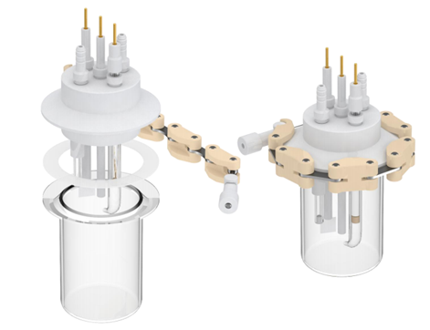 Cylindrical quartz electrochemical cell (relatively sealed), C017-1