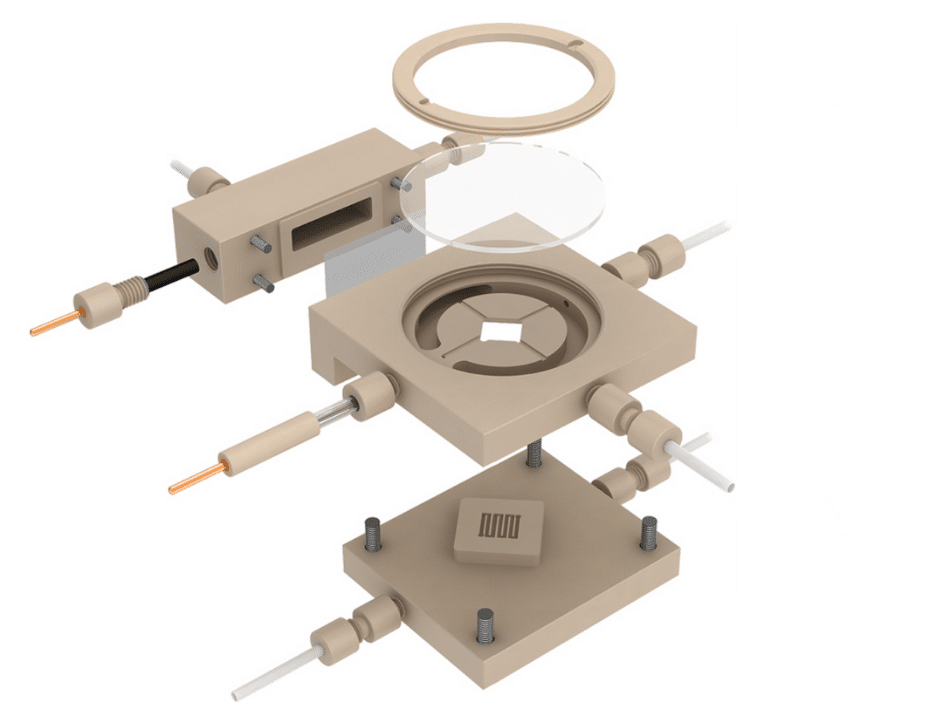 In situ Raman spectroelectrochemical cell (gas diffusion – serpentine gas channel type), Model: C031-S