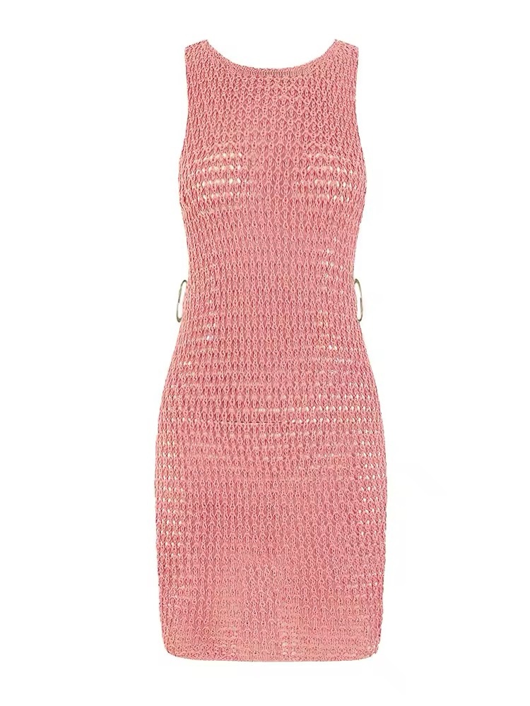 Crochet Sleeveless Cut Out Beach Summer Mini Dress