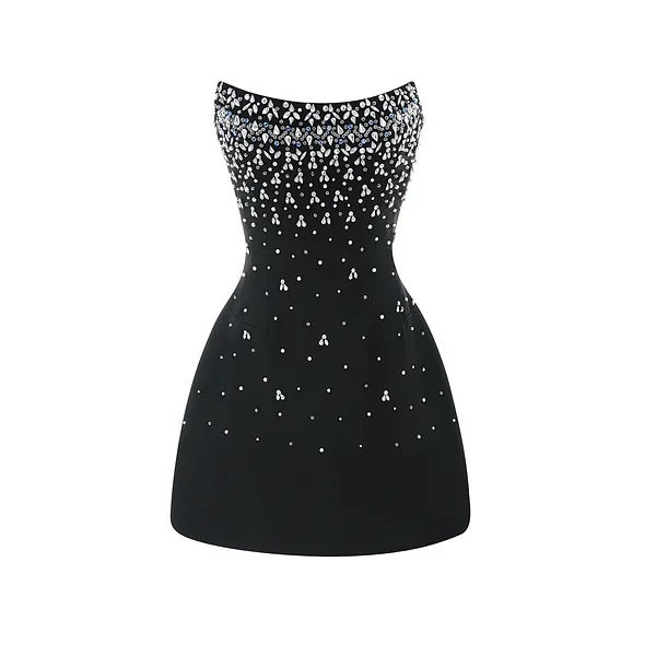 Diamond Rhinstone Embellished Mini Dress