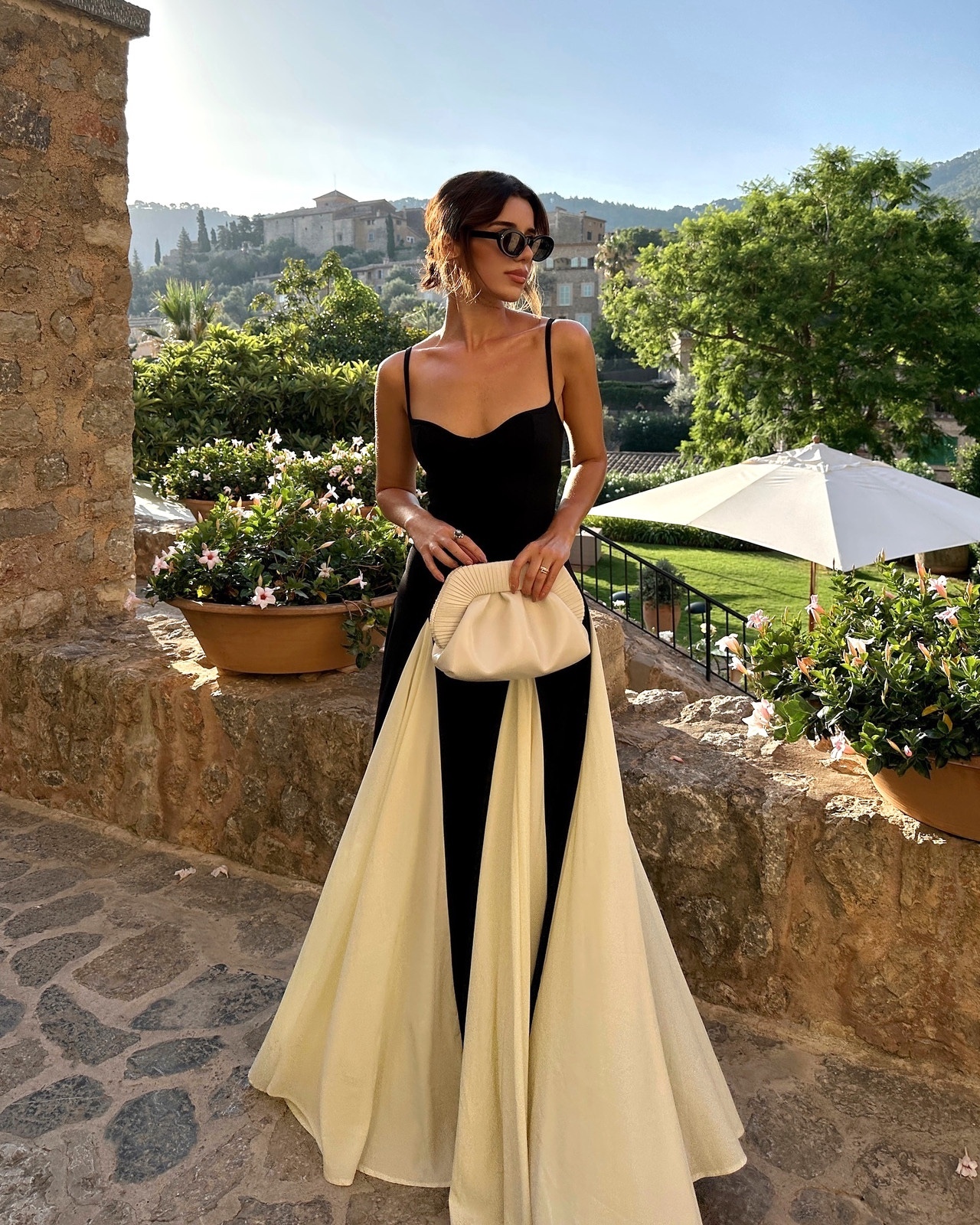 Two Tone Contrast Elegant Sleeveless Maxi Dress