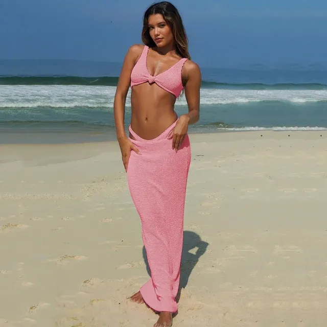 Bikini Set With Beach Skirt Cover-up