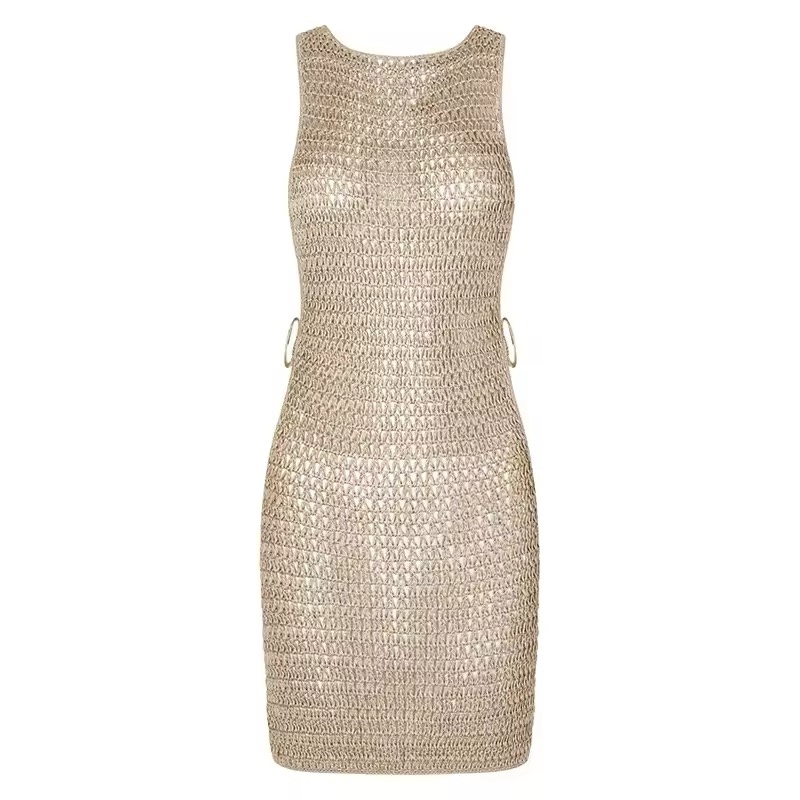 Crochet Sleeveless Cut Out Beach Summer Mini Dress