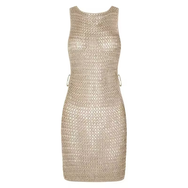 Crochet Sleeveless Cut Out Beach Summer Mini Dress