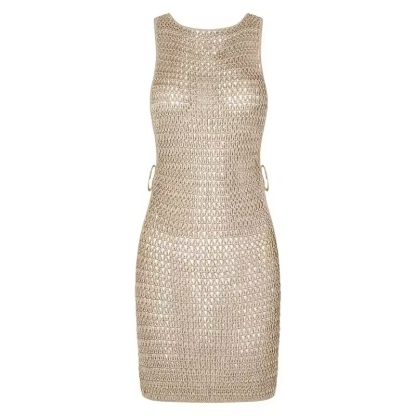 Crochet Sleeveless Cut Out Beach Summer Mini Dress