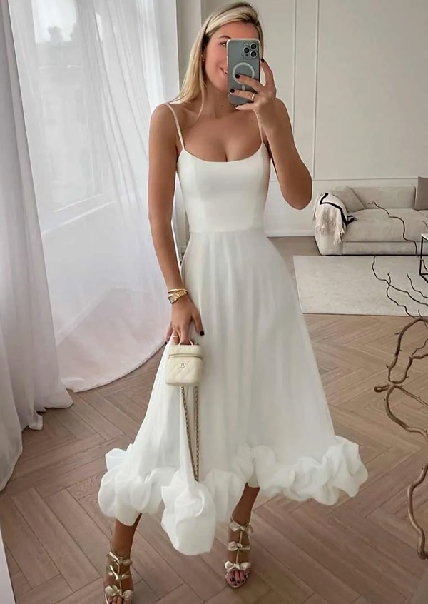 Ruffle Hem Elegant Maxi Dress